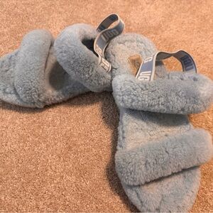 UGG Fluffy Light Blue Slippers